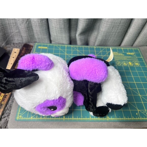 MTY International Panda Bear Plush Purple Black Bow Stuffed Animal Toy 10 Inch - Picture 10 of 11